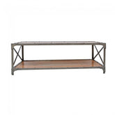 Angle Industrial French Style Metal Coffee Table Natural 120x60cm